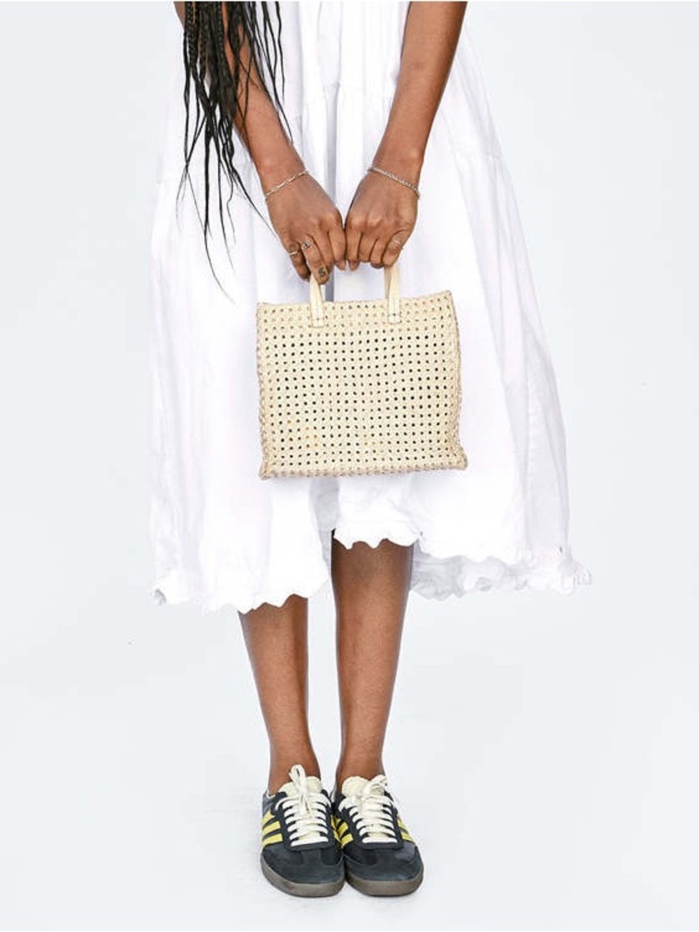 Clare V Petit Simple Tote Cream Rattan Woven Leather Crossbody Summer Bag NWT - Picture 5 of 9